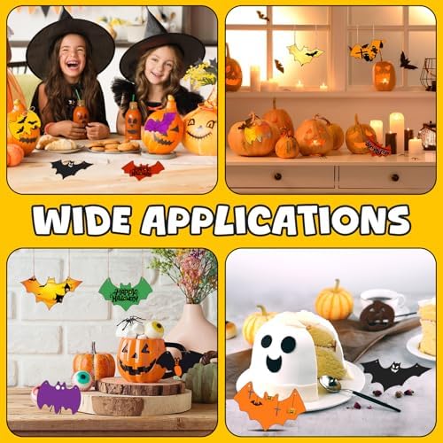 40Pcs Bats Halloween Wooden Slices Ornaments Paintable Blank Natural Bat Cutouts Fall Activity Hanging Decorations Bulk Halloween Crafts for Kids Classroom DIY Party Supplies