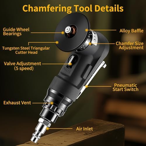 Pneumatic Chamfer Tool, 30000 RPM Air Chamfer Tool with 12C & 8R Blades