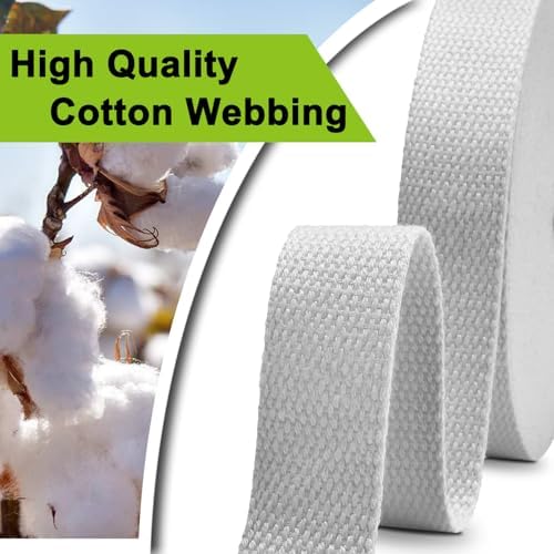 Cotton Webbing 1.5 Inch 12 Yards Natural Cotton Webbing Straps for Bags Handles, 1.5 Inch Weave Webbing for Cloth Tote Bag Straps Making,Cloth Belt, DIY Crafts Decoration (Light Gray)