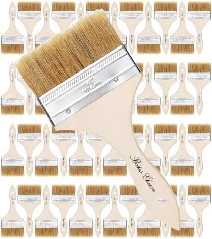 Bates- Chip Paint Brushes for Painting, 4 Inch, 48 Pack, Wood Handle, Natural Bristle Paint Brush