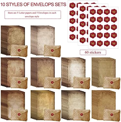 TaoBary 160 Pcs Vintage Antique Stationery Paper and Envelopes Set
