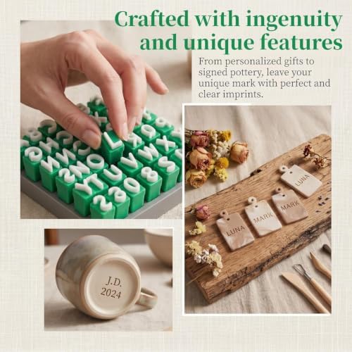Alphabet Stamps Set for Clay Pottery - Polymer Clay Tools, Uppercase and Lowercase Alphabet Number Symbols Small Press Fondant Embosser DIY Cookie Stamps (Uppercase Alphabet & Numbers)