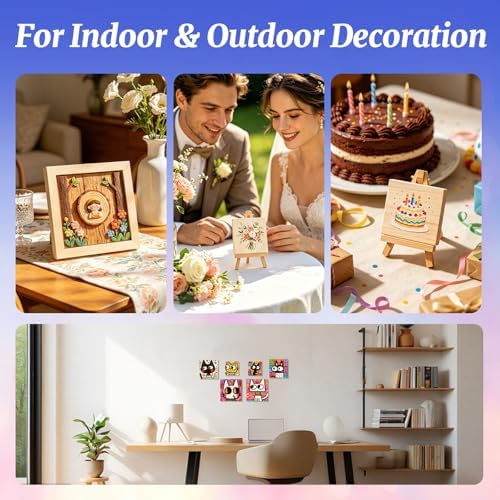 ESRICH 6 Pack Wood Panels with 4"x4", 5"x5", 6"x6", Square Craft Wood Canvas Boards, Blank Unfinished Wooden Art Board for DIY Art Creations Such as Painting, Acrylic Pouring, Resin, Burning, Collage