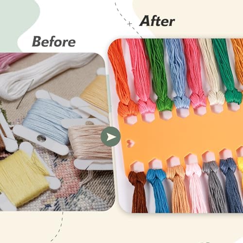 Embroidery Floss Organizer,10 Pcs Cross Stitch Supplies and 2 Pcs Thread Snippers for Sewing with Leather Scissors Sheath Cover,Needlepoint Thread Organizer and Thread Scissors Combined