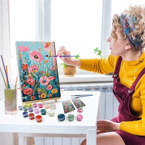 JOOZ Flower Paint by Number for Adults with Easel, 5D Paint by Numbers Kit