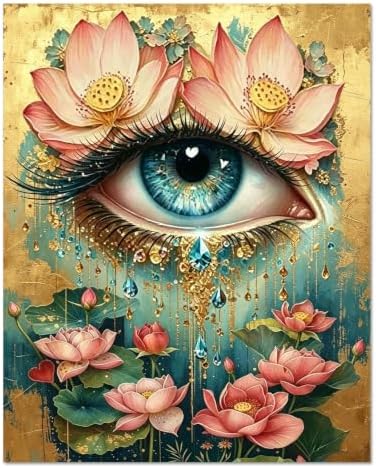 WULINHUAFA Eye Paint by Numbers Adults Beginner 16x20 Inch | Adult Paint by Number Kits Eye and Lotus, DIY Acrylic Oil Easy Painting by Numbers for Gifts Home Wall Decor Without Frame