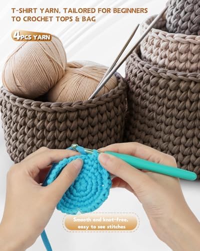 Katech 400g T Shirt Yarn for Crocheting, Elastic Fabric Yarn for Bag