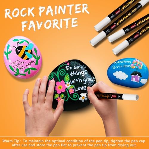 6 Pc White Acrylic Paint Pens Markers, Dual Tips Waterproof Paint Markers