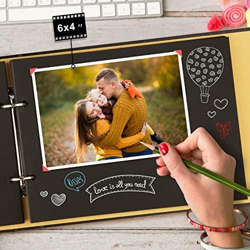 Firbon Scrapbook Album, DIY Photo Album with Black Pages Memory Book