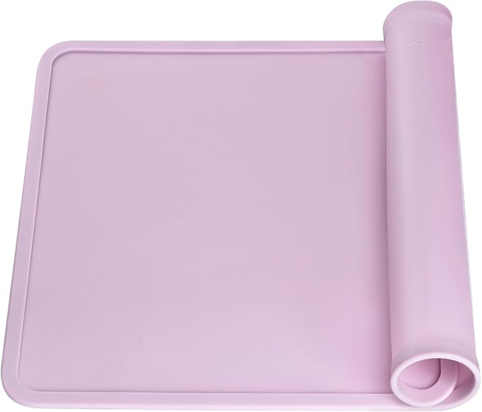 Silicone Placemats with Raised Edges for Kids, Kids Silicone Mats for Dining Table, Toddler placemat Portable Reusable Non-Slip Mats for Kids Toddler Children (Purple)