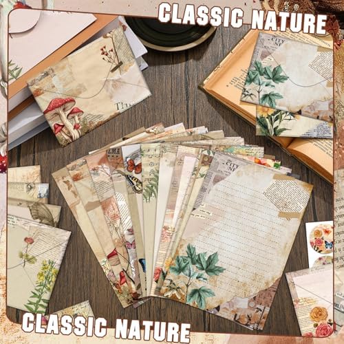 TaoBary 160 Pcs Nature Vintage Stationery Paper and Envelopes Set