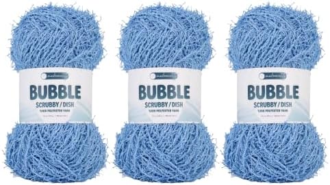 Makromecity Bubble Scrubby Yarn - 100% Premium Polyester Yarn for Crocheting and Knitting - 3.5 Oz (100g), 98 Yds (90m) - Ideal for Dishcloths, Crafting & Bath Washcloths (Baby Blue, 3 Skeins)