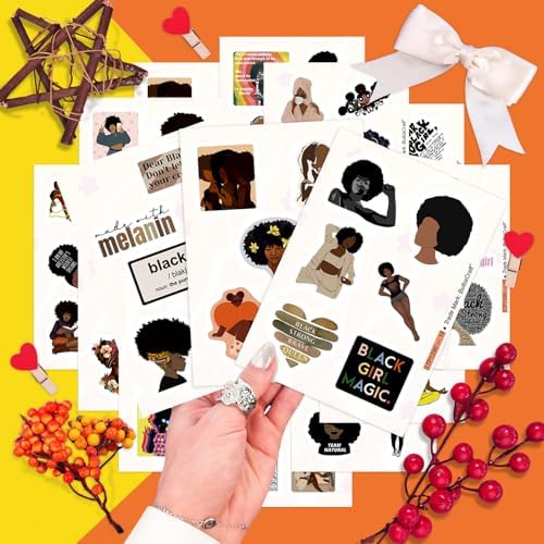 100Pcs Black Girl Stickers for Planners and Journals - Black Girl Magic Gifts, Women Vision Board Laptop Decals, Gifts for Women & Men