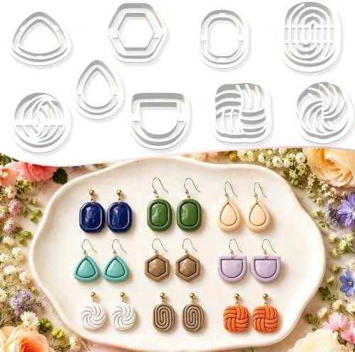 9Pcs Geometric Polymer Clay Cutters for Earrings Jewelry Making