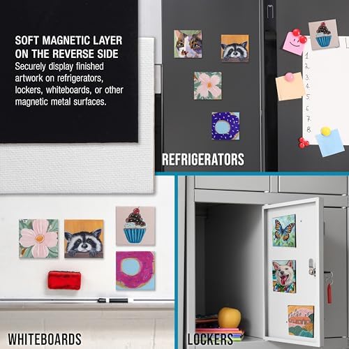 U.S. Art Supply Mini Magnetic Canvas Panels, 24 Pack, 4x4 Inch Square