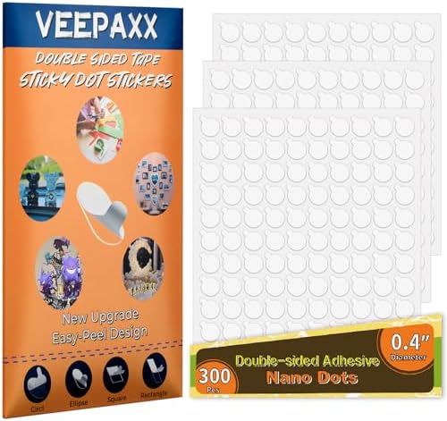 300Pcs Double Sided Adhesive Dots, Removable Clear Dots Sticky Tack, Waterproof No Trace Dots Adhesive Putty for Wall Hanging Crafts, Balloons Party Decorations Poster Picture Festival Decoration 10mm