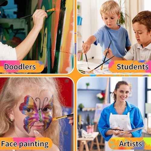 Premium Paint Brushes Set 12 Pcs with Sponges, Anti-Shedding Artist Paintbrush for Acrylic Oil Watercolor, Precision Miniature Detailing Face Paint and Rock Painting for Kids Adults — LuxDuo (Black)