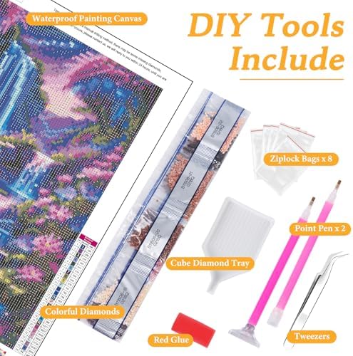 Diamond Art Kits for Adults & Beginners, Waterfall Diamond Painting Kit