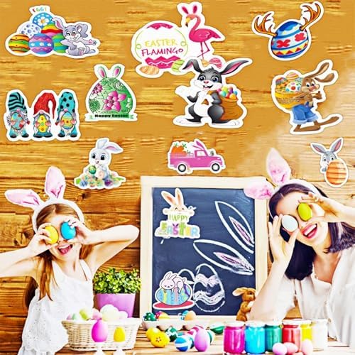 200Pcs Easter Stickers for Water Bottles, Easter Egg Bunny Stickers for Kids Teens Girls Adults, Vinyl Waterproof Sticker for Laptop, Phone
