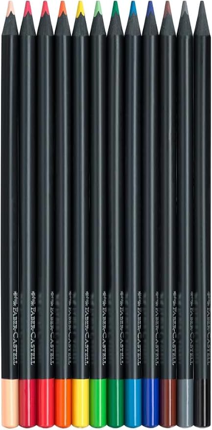 Faber-Castell Black Edition Colored Pencils| Great Back to School Art Supplies | Classic (12 Count)