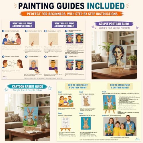 4 Pack Paint Set for Couples and Families with Portrait & Cartoon Guides