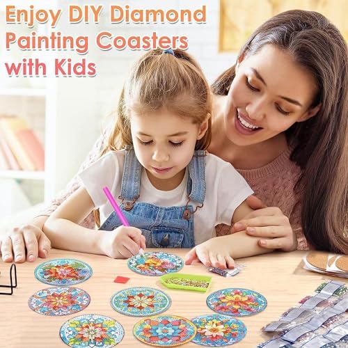 ijbnhd Mandala Diamond Painting Coasters Kit with Holder