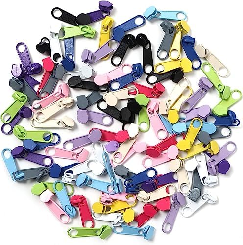 DOITEM 96Pcs Zipper Repair Kit - 3# Zipper Pull Rescue Kit (12 Colors) for Clothing Jackets, Purses, Luggage, Backpacks