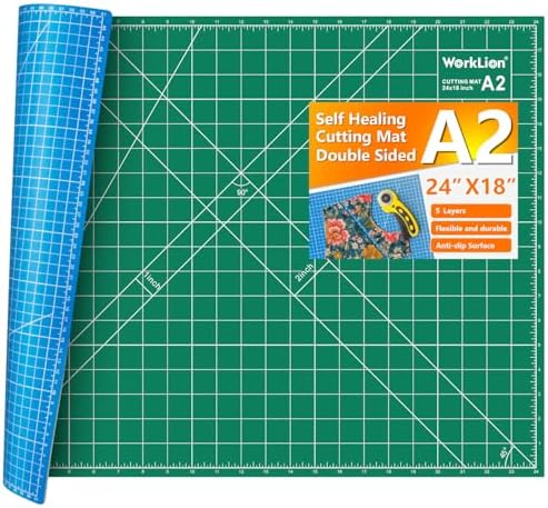 WORKLION 18'' x 24'' Large Self Healing PVC Cutting Mat, Double Sided, Gridded Rotary Cutting Board for Craft, Fabric, Quilting, Sewing, Scrapbooking - Art Project…
