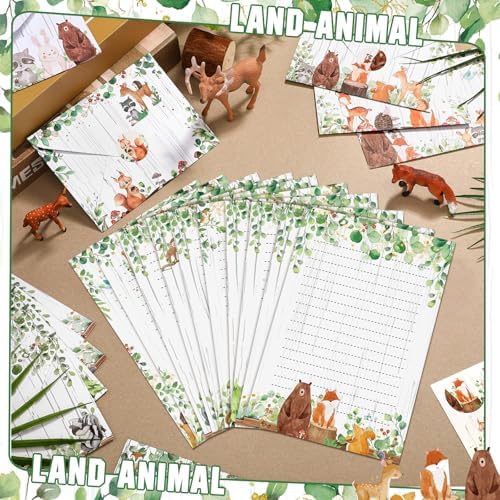 TaoBary 160 Pcs Woodland Animal Stationery Paper and Envelopes Set