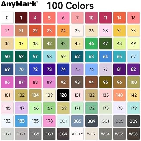 AnyMark 100 Colors Alcohol Markers Chisel & Fine Dual Tip