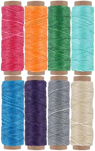 JANYUN 150D Waxed Leather Sewing Thread 264 Yards 8 Colors Cord for Craft