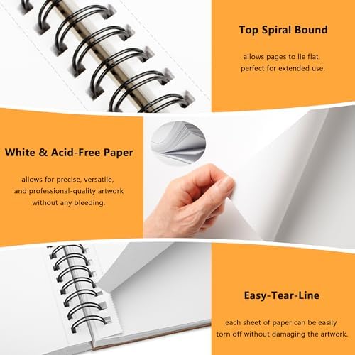 WINNER 9" x 12" Sketch Book 4 Pack, 400 Sheets Spiral Bound Art Sketchbook, 68lb/100gsm White Acid Free Drawing Pad, Sketching Drawing Writing Sketch Pad for Kids, Adults & Artists, Art Supplies