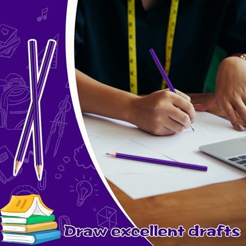 120 Pack Bulk Purple Colored Pencils for Kids, Pre-sharpened Art Pencils Back to School Supplies Set, Drawing Sketching Pencils for Students, Teachers, Classroom