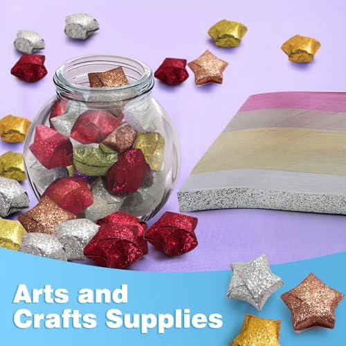 FoDau770 Glitter Star Paper Strips - 520 Sheet, Yellow Series