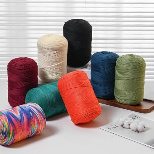 800g T-Shirt Crochet Yarn for Crocheting Crafts/Bags/Basket/Coaster,Hand Knitting Tshirt Yarn for Crochet,228yds T Shirt Yarns with High Elastic Thick Yarns Polyester Fabric(Lilac)