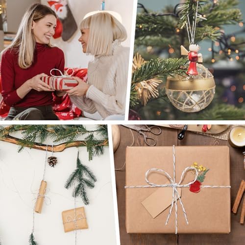 White Gold String White Gold Twine 658 Feet 1.5mm Gold String for Ornaments Christmas String Twine for Gift Wrapping Inelastic Glitter Gold Cording for Crafts Gold Thread (White Gold)