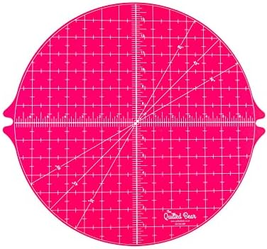 The Quilted Bear Rotating Cutting Mat - Circular 14" x 14" Self Healing 360° Rotating Craft Cutting Mat with Innovative Locking Mechanism for Quilting, Sewing, Dressmaking & Crafts (Pink)