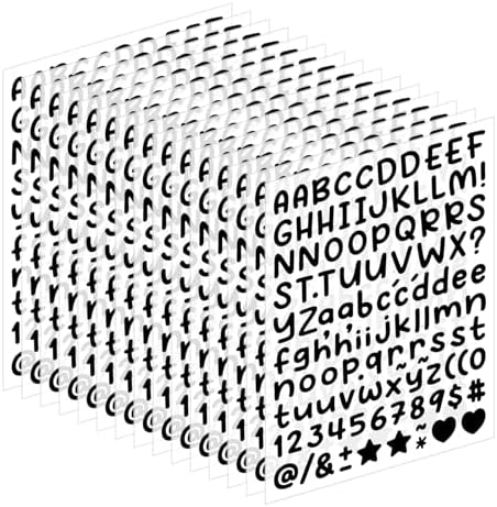 2688 Pcs Alphabet Stickers 24 Sheets Small Letter Stickers,0.5'' Self-Adhesive Vinyl Waterproof Alphabet Number,Labels DIY Crafts Art Making,Windows, Doors, Signs,Notebook (Black)