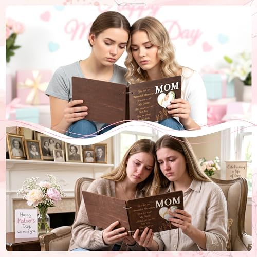 CY2SIDE Mom Memorial Gifts Photo Album – 110PCS In Loving Memory of Mom Wooden Scrapbook Kit Sympathy Gift for Loss of Mother, Bereavement Keepsake Grief Journal for Mother’s Day & Grieving Family