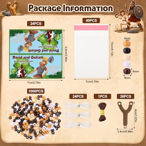 Soulchen 1120 Pcs/24 Sets David and Goliath Crafts Kit Beads Bracelets Vbs