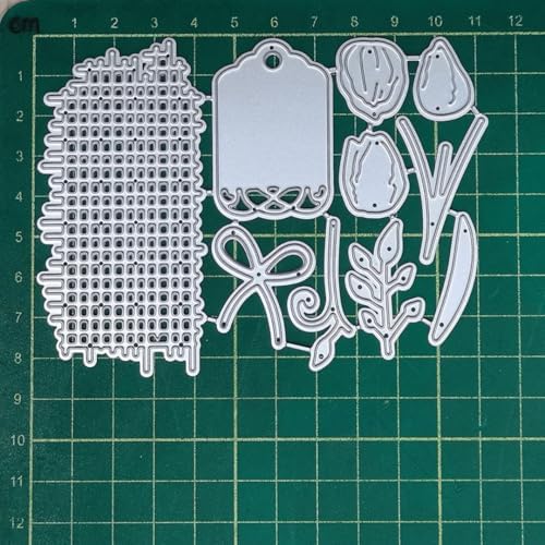 Scrapbooking Die-Cuts, Layer Frame Net Set Metal Cutting Dies for Card Making, Paper Craft Template, Background Embossing Stencils, DIY Album Décor (Tulip Grids Net-11.2x9cm)