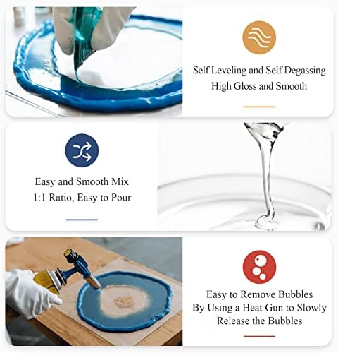 Shabebe Epoxy Resin, 1Gallon Epoxy Resin Crystal Clear, Not-Yellowing No-Bubble,Self Leveling Easy Pour/Mix 1:1 Casting Kit & Coating for DIY Jewelry Making, Art Resina Clear Crafts,Molds,River Tables