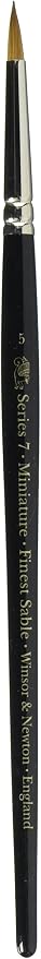 Winsor & Newton Series 7 Kolinsky Sable Miniature Watercolor Brush - Short Handle Round #5 | The World's Finest Watercolor Brush, Kolinsky Sable Hair, Rust-proof, Seamless Nickel Plated Ferrules, Hand-Made in England