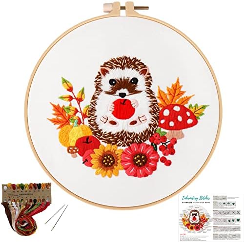 Louise Maelys Cute Hedgehog Embroidery Kit for Beginners Animal Craft