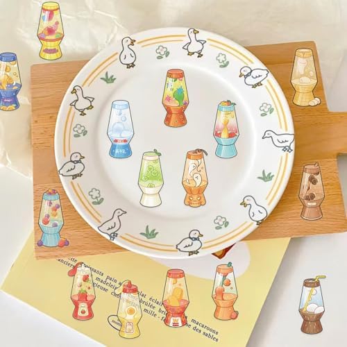 50pcs Lava lamp Stickers for Laptop Water Bottles, Transparent PET Waterproof Adhesive Lava Light Decals for Kids Birthday Party Scrapbook Phone (Lava Light)