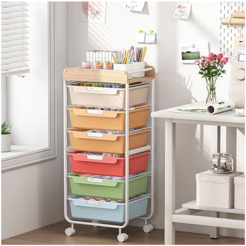 SYKIARIOL Rolling Cart with 6 Drawers,Craft Organizer and Storage,Rainbow