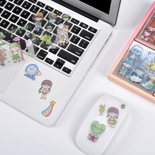Cute Kawaii Cartoon Animal Stickers Set - PET Transparent Decorative Sticker for Bullet Journaling,Diary,Album,Arts Crafts,Planners,Scrapbooking,Junk Journal,Calendars and Notebook