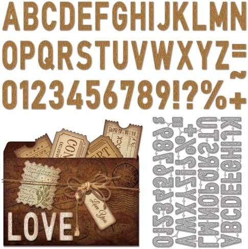 GLOBLELAND Wood Grain Alphabet Cutting Dies for Card Making Letters and Numbers Metal Die Cuts Symbols Cutting Dies Templates for Scrapbooking Journal Embossing Paper Craft Decor