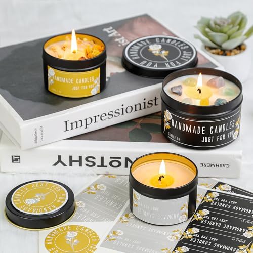 CONNOO 24 Pack - 12pcs 8oz & 12pcs 4oz Matte Black Candle Tins with Lids