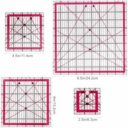 Sewing Rulers Quilting Ruler,Acrylic Quilting Templates,Sewing Tools Accessories Supplies for Patchwork Precision Fabric Cutting 4pcs(9.5,6,4.5,2.5inch)